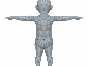 baby character rigged realistic - white Model 3D