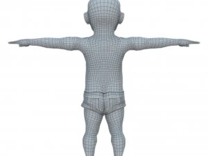 baby character rigged realistic - white 3D Model