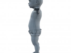 baby character rigged realistic - white Model 3D