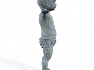baby character rigged realistic - white Model 3D