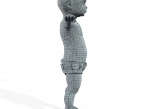 baby character rigged realistic - white 3D Model