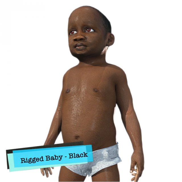 baby character rigged realistic - black Modelo 3D .c4d .max .obj .3ds .fbx .stl .blend 