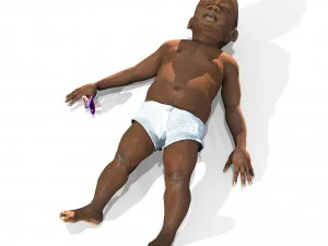 baby character rigged realistic - black 3D Model