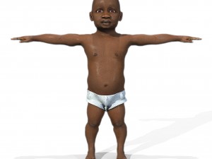 baby character rigged realistic - black Modelo 3D
