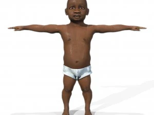 baby character rigged realistic - black 3D Model