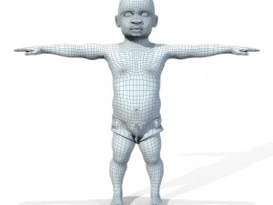 baby character rigged realistic - black Modelo 3D