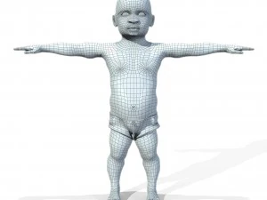 baby character rigged realistic - black 3D Model