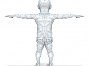 baby character rigged realistic - black Modelo 3D