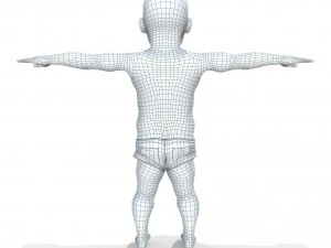 baby character rigged realistic - black 3D Model