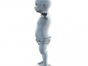 baby character rigged realistic - black Modelo 3D