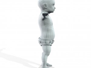 baby character rigged realistic - black Modelo 3D