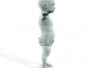 baby character rigged realistic - black 3D Model