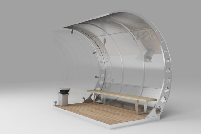 Mini bus stop station 3D Model .c4d .max .obj .3ds .fbx .stl .blend 