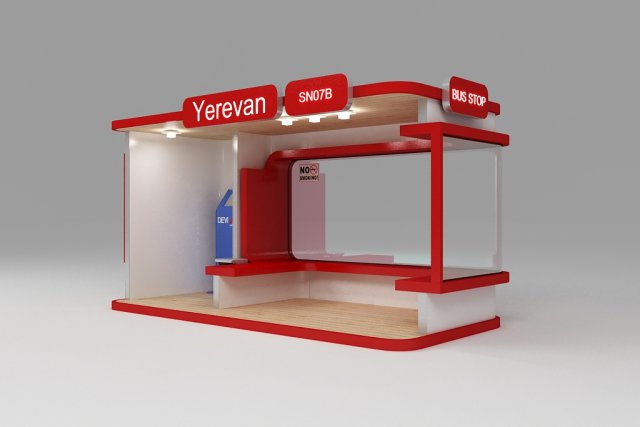 Bus stop station 3D Model .c4d .max .obj .3ds .fbx .stl .blend 