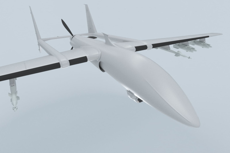 Two-beam UAV of the reverse sweep of the wing Conceptual model 3D Модель .c4d .max .obj .3ds .fbx .stl .blend 