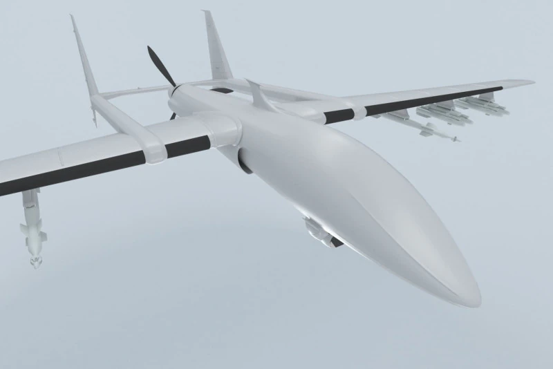 Two-beam UAV of the reverse sweep of the wing Conceptual model 3D Model .c4d .max .obj .3ds .fbx .stl .blend 