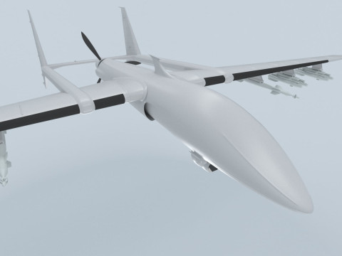 Two-beam UAV of the reverse sweep of the wing Conceptual model Modelo 3D