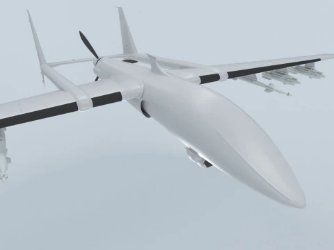 날개 역방향 스윕의 2빔 UAV 개념 모델 3D 모델