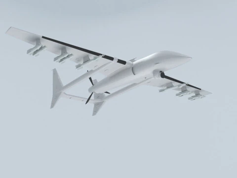 Two-beam UAV of the reverse sweep of the wing Conceptual model 3D Model