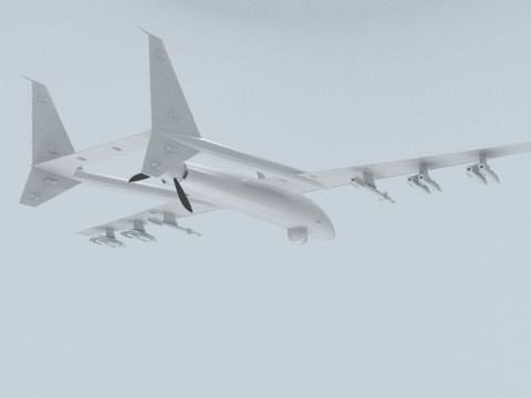 Two-beam UAV of the reverse sweep of the wing Conceptual model 3D Модель