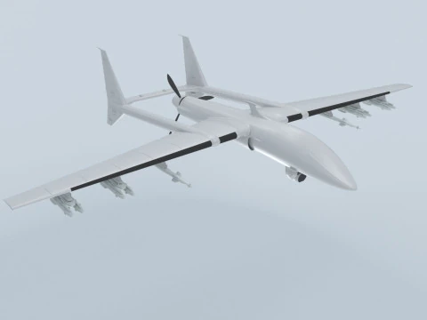 Two-beam UAV of the reverse sweep of the wing Conceptual model 3D Model
