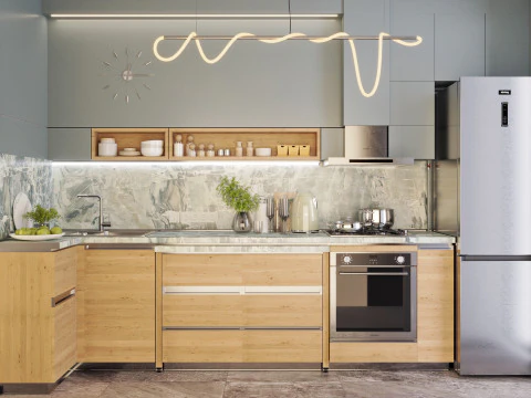 रसोई विस्तृत मॉडल - 3DsMax 2021 V-Ray 3D मॉडल