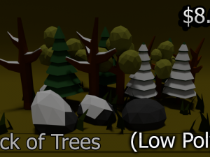 pack of trees low poly Modelo 3D