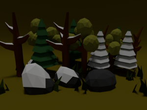 pack of trees low poly Modelo 3D