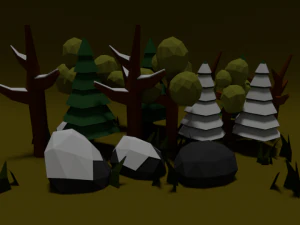 pack of trees low poly 3D Model