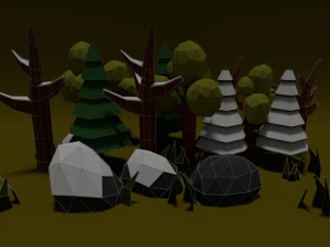 pack of trees low poly 3D Model