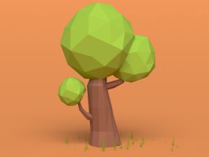 low poly wood rock grass Modello 3D