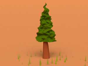 low poly wood rock grass 3D मॉडल