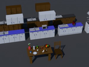 low poly kitchen collection 3D Model