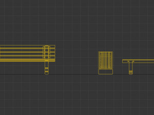 set bench trash can Modelo 3D