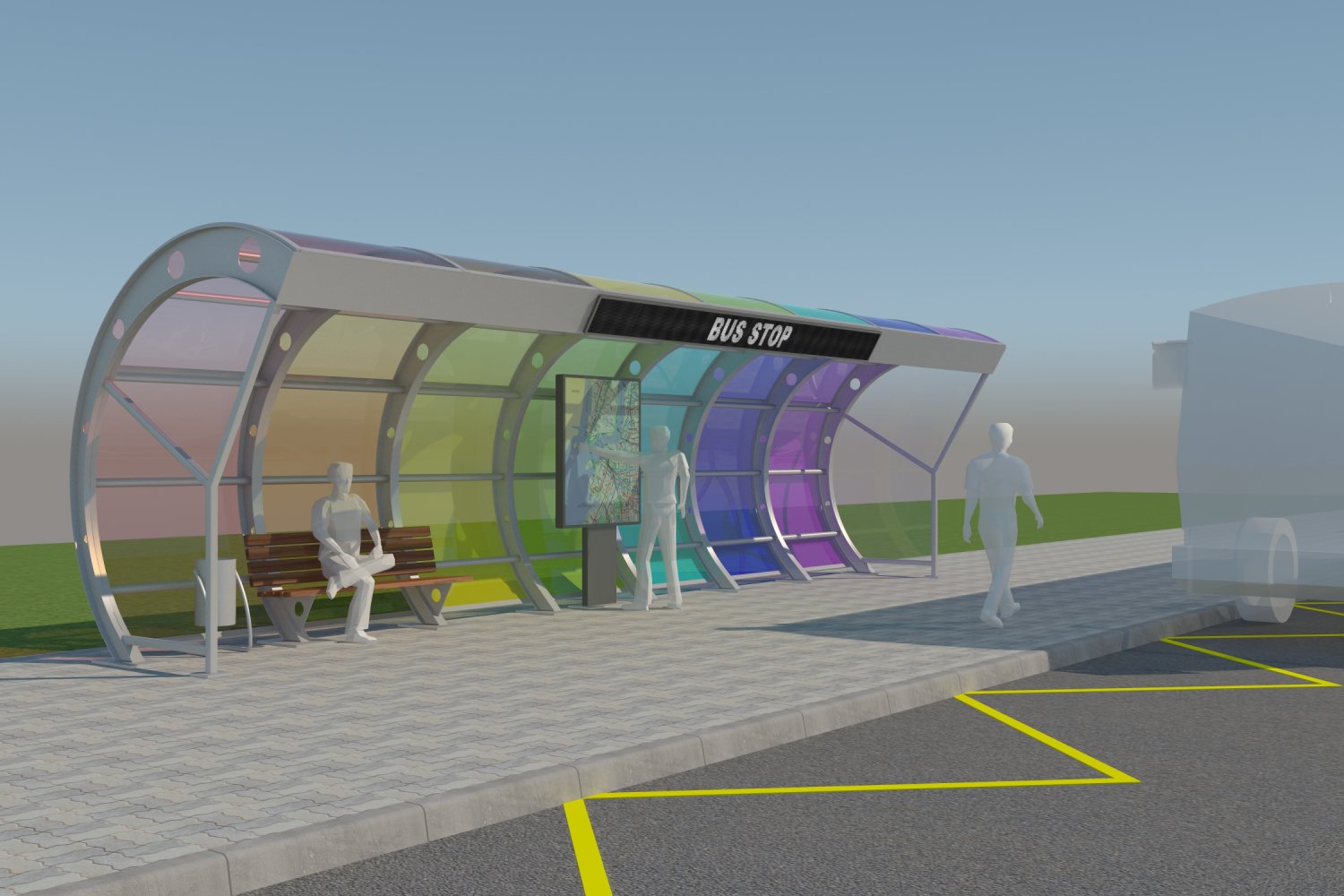 futuristic bus stop