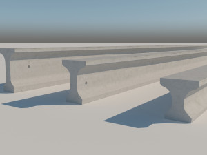 reinforced concrete road i-beams Modelo 3D