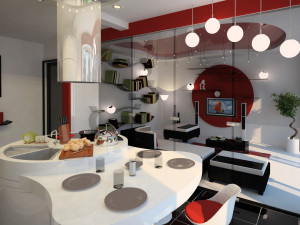 modern dining room interior Modèle 3D