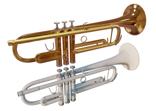 trumpet 3D Model .c4d .max .obj .3ds .fbx .stl .blend 