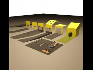 modular warehouse and warehouse demo 3D Model