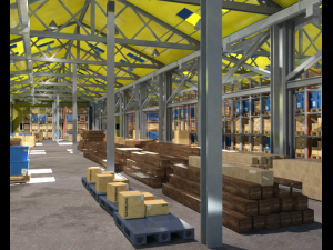 warehouse interior and exterior whit props d model 3D Model