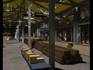 warehouse interior and exterior whit props d model 3D Model