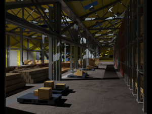 warehouse interior and exterior whit props d model 3D Model