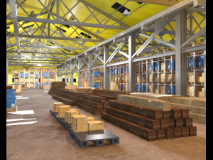 warehouse interior and exterior whit props d model 3D Model