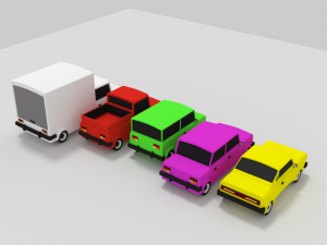 car pack cartoon 3D Model