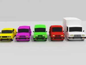 car pack cartoon 3D Model