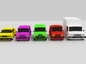 car pack cartoon 3D Model