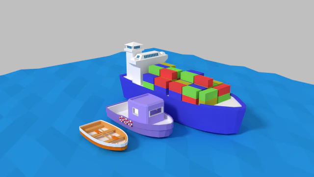 low poly ships pack 3D Model .c4d .max .obj .3ds .fbx .stl .blend 