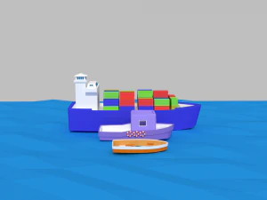 low poly ships pack 3D Model