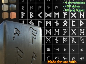 ancient norse rune height-alpha brushes-stamp set CG Texturen