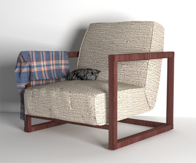 plaid armchair pillow 3D 모델 .c4d .max .obj .3ds .fbx .stl .blend 